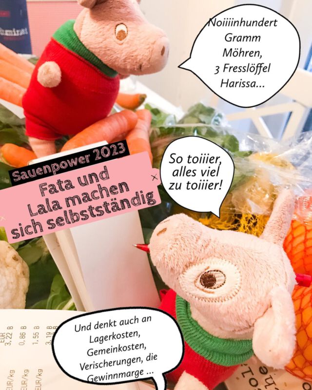 Hey, ihr Lieben, 💕

tja … mit einfach mal Looooooslegen war wohl nix - nicht, wenn man einen gewissenhaften Nönner 🧐 um sich herum hat!!! (Mama sagt, sie ist ein klein bisschen froh, dass der Nönner damals, als sie ihr Angestelltendasein beendete, noch in Berlin gewohnt hat …), während Bellas Freundinnen 🐷🐷💕 unsere Küche blockieren - hoffentlich können sie bald irgendwo eine eigene Küche mieten, es wird sonst etwas eng (weiß einer eine geeignete Immobilie für die beiden??) - wünsche ich euch noch einen wunderschönen Sonntag!

Ich geh mal gucken, ob ich den beiden bei irgendwas helfen kann … und bring dem Nönner einen Kaffee ☕️ 🥐 - der hat ja schon alles berechnet, aber als guter Coach gibt er selbstverständlich alles, bis auch die 🐷-Unternehmerinnen selbst den Durchblick haben …

Euer Tönnchen 💕

#selbstständigkeit #selbstständigefrauen #gründung #catering #plushiesofinstagram #plushiesofgermany #stofftier #plüschtier #kuscheltier